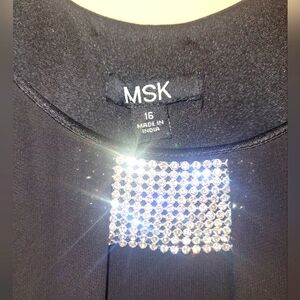 MSK Black Sleeveless Chiffon Dress with Crystal Embellishments